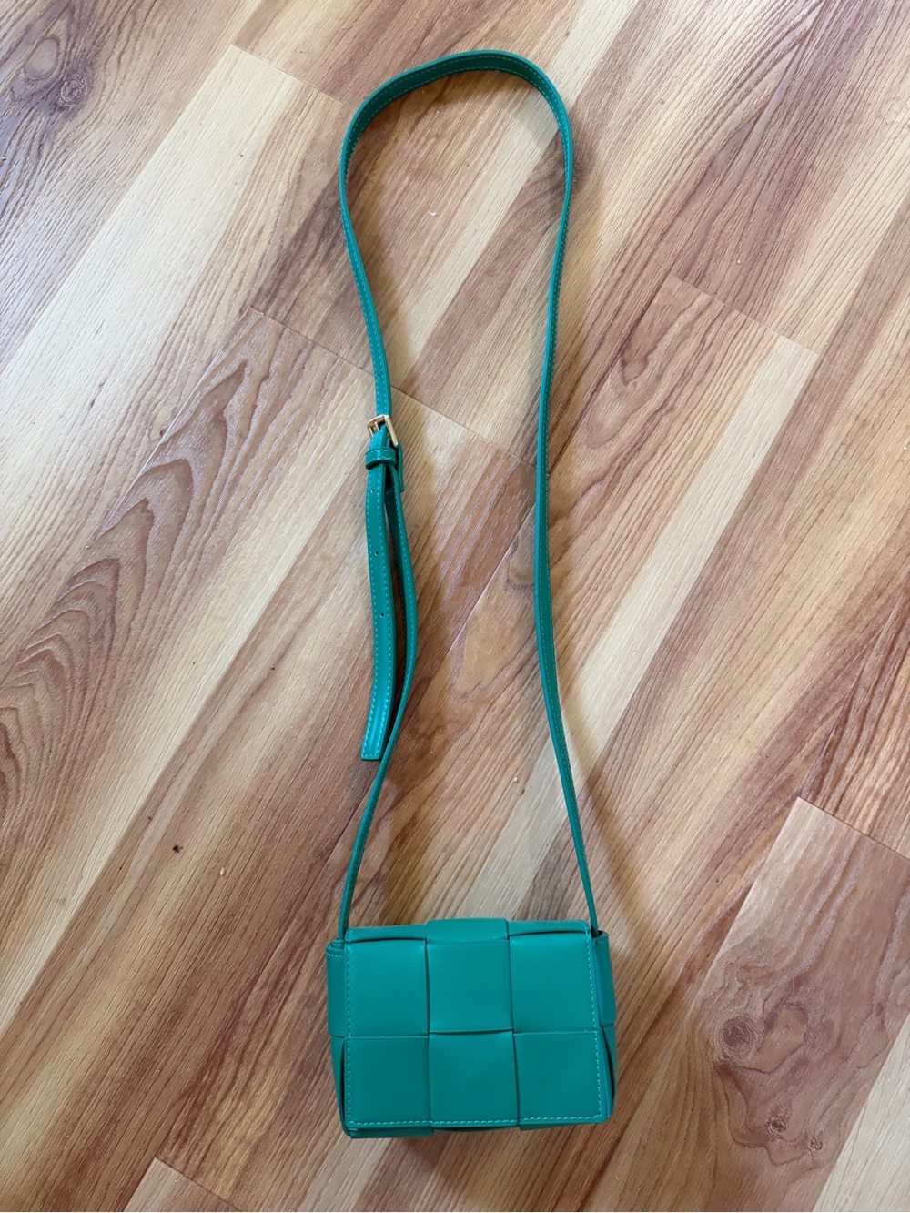 Woven Crossbody Bag in Teal — Women's Shoulder Bag
